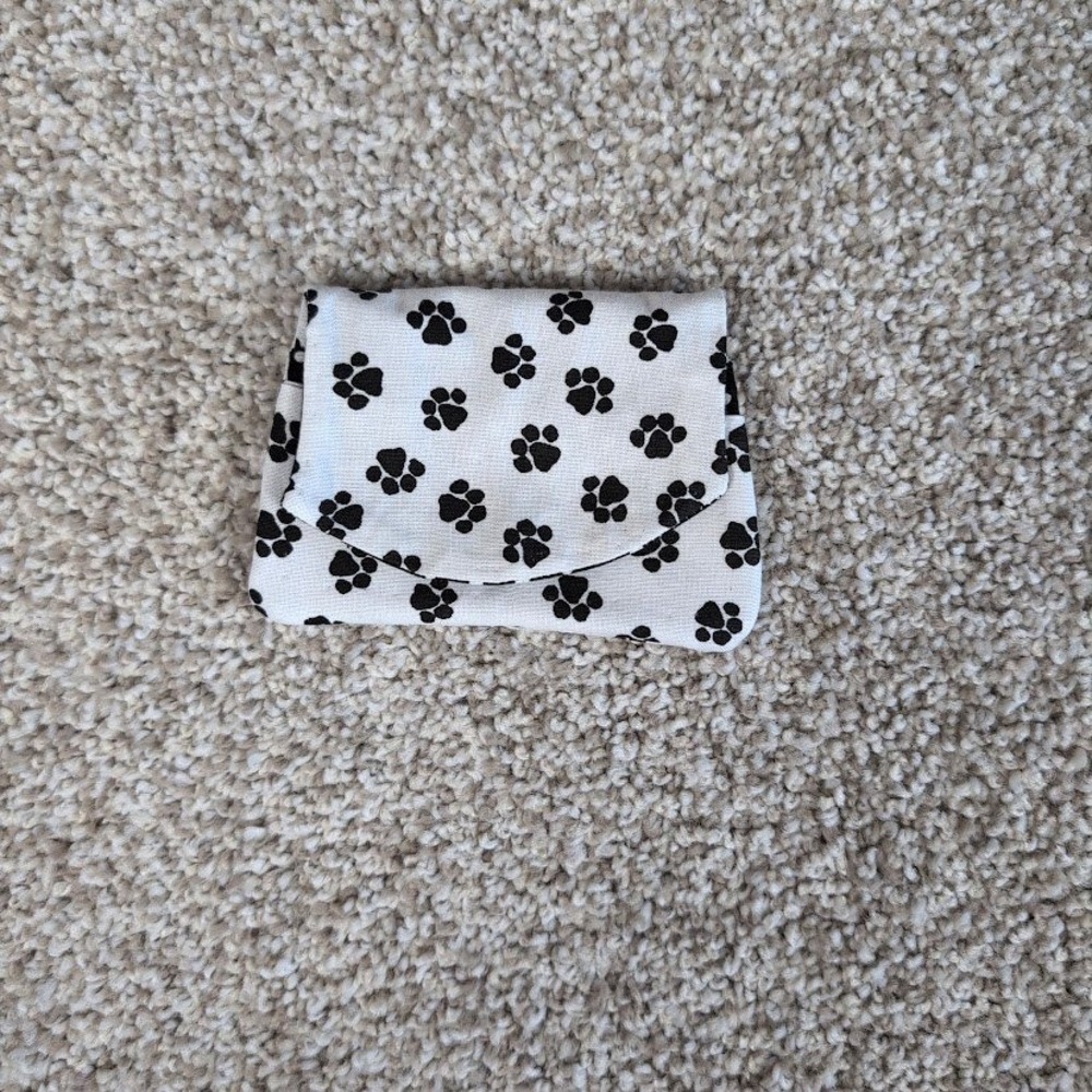 Pocket Wallet Credit Card‎ White Paw Print Polka Dot Small Purse Black White